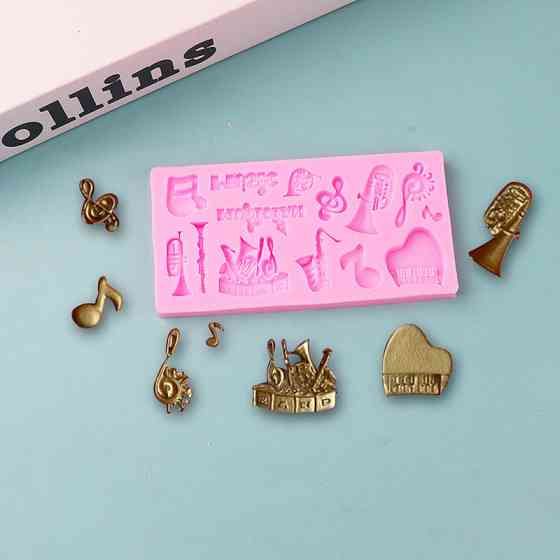 Молд силиконовый Музыкальные инструменты 110 на 56 мм розовый Киев