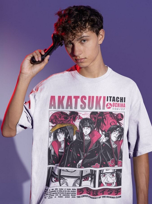 Футболка для хлопчика з аніме принтом Наруто оверсайз (зріст від 165 до 180) Чорний AnimeJ1097m Дніпро - фото 2