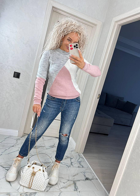 Женский модный свитер  трехцветый. 42-46р Київ - фото 3