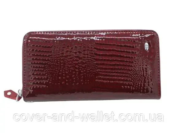 Бордовий лаковий жіночий гаманець на блискавці з ремінцем для руки ST S4001A Київ - фото 5