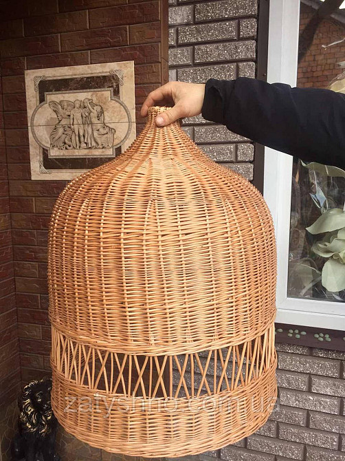 Люстра плетена із візерунком | із лози люстра плетена | плетена люстра під розмір Київ - фото 3