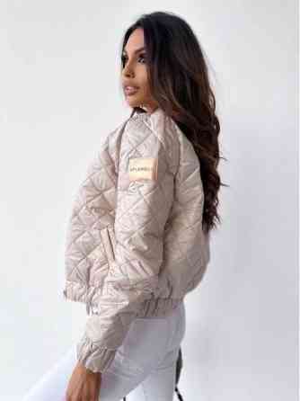 Жіноча коротка стьобана куртка без капюшона плащівка з водовідштовхувальним просоченням з утепленням силікон Бежевий, 50/52 Одеса