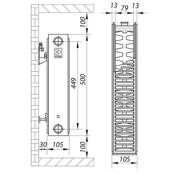 Сталевий радіатор 22х500х700.S Koer (бок. підключення) (RAD055) Київ