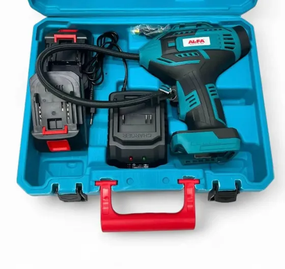 Акумуляторна підкачка ALFA компактний насос для шин з зарядним кабелем 21V насос для автомобільних шин у кейсі Львів
