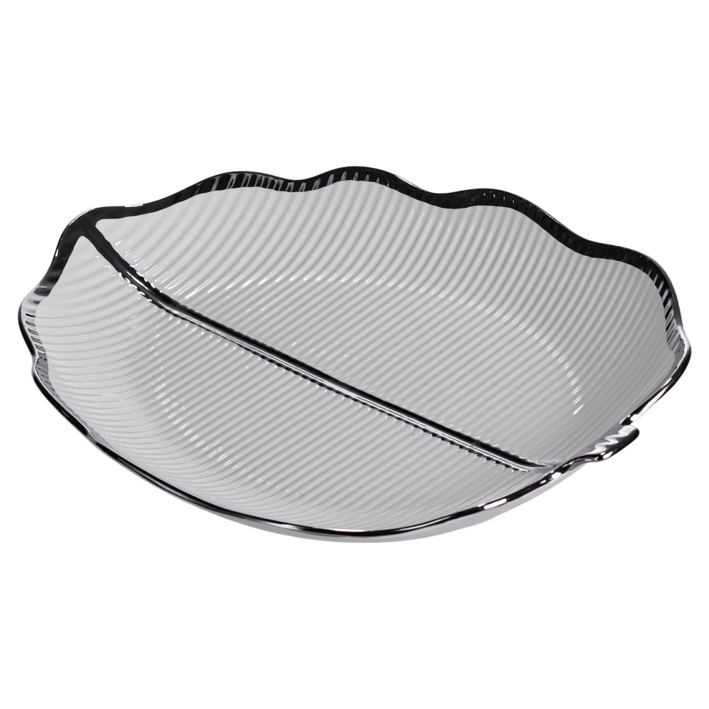 Фарфоровое блюдо-лист для закусок Серебро 41×27 см Киев - изображение 4