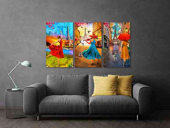 Модульная картина в гостиную / спальню  Танець Париж  Art-642_3_А 70x130 см Киев