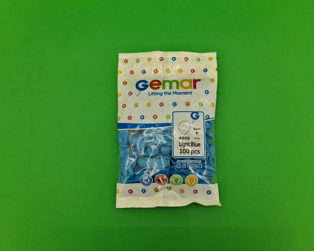 Повітряні кульки 3" (8 см) пастель блакитні латексні бомбочки 100 шт Gemar (1 пачка) Харків - фото 1
