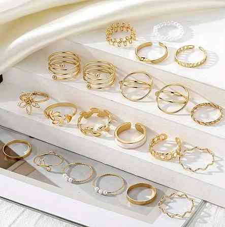 Набор колец 21 шт женские золотистые регулируемые кольца на пальцы Киев