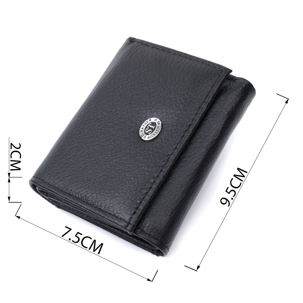Небольшое женское портмоне с монетницей из натуральной кожи Черный (ST Leather) Киев - изображение 7