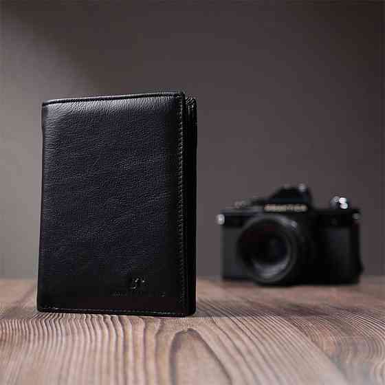 Вертикальное мужское портмоне из натуральной кожи ST Leather 22733 Черный Киев
