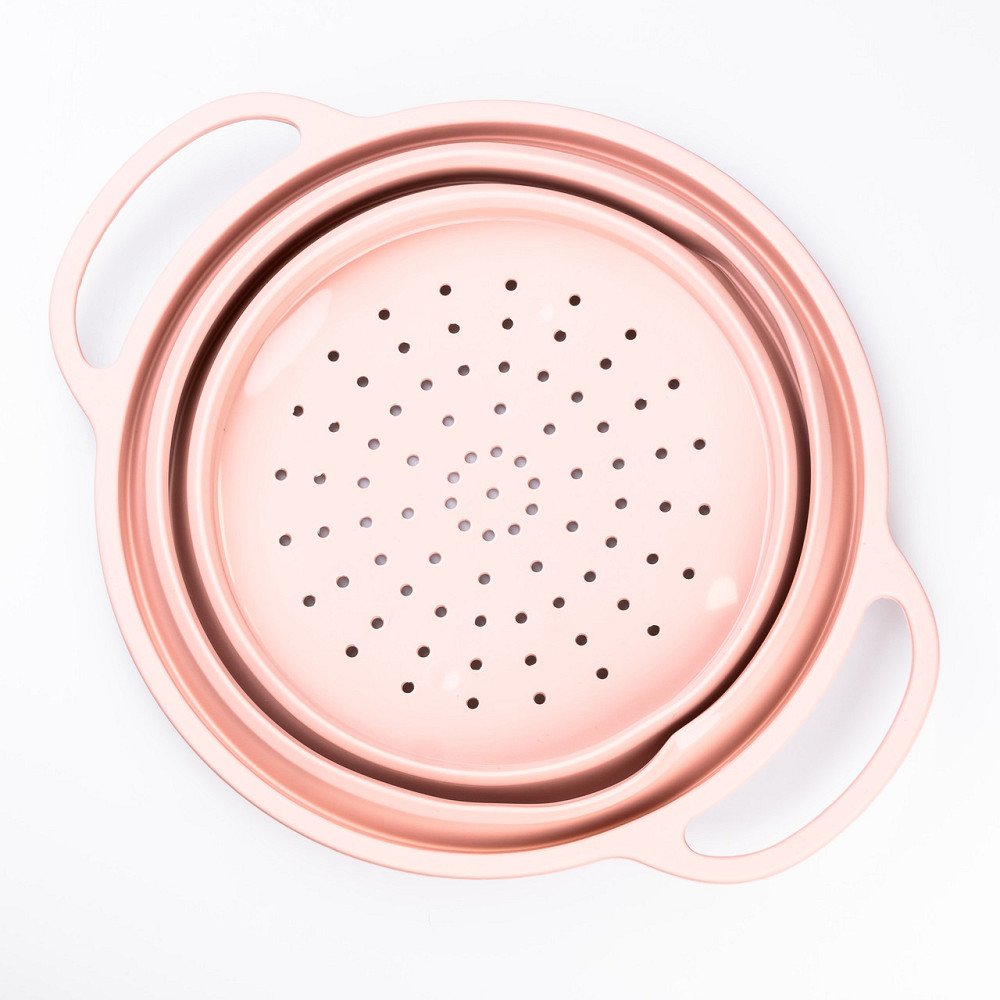 TS Kitchen Друшляк силіконовий складаний з ручками 2.6 л Рожевий HP34544P Коломия - фото 2