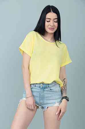 Літня блузка футболка вільного крою "Moment" оптом | Норма і батал 42-44, Жовтий Київ