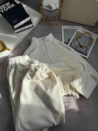 Женский теплый повседневный костюм двойка барашек на велюре Одесса