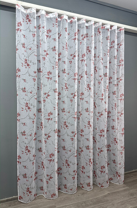 Тюль VR-Textil 1534т Flora Батист Белый с красно-коричневым 300х270 см (42-0445) Киев - изображение 3