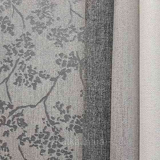 Шпалери вінілові на флізелін Marburg New Spirit Schoner Wohnen листя гілки квіти чорні на сірому Київ