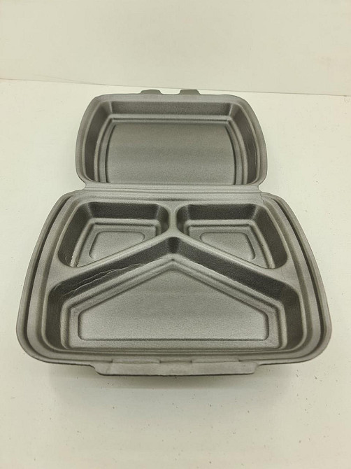 Ланч-бокс из вспененного полистирола с крышкой (220х180х70мм 3-х секционный из ВПС НР-3, черный  (125 шт) Харьков - изображение 3