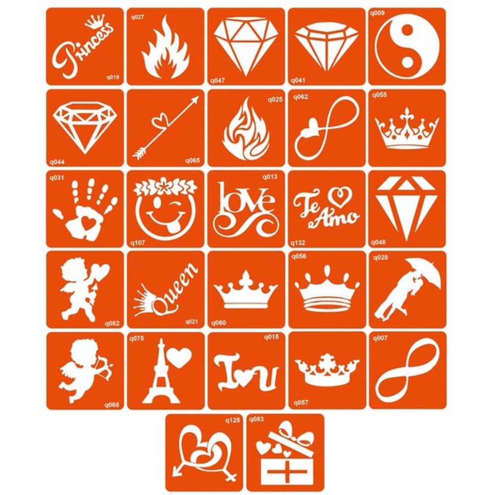 Набор трафаретов для био-тату «Q - разное» q_simple_5x5_27_1 Винница - изображение 1