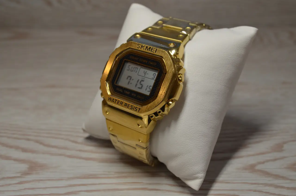 Чоловічий наручний годинник Skmei 1456 Singapore Золотистий Київ - фото 6