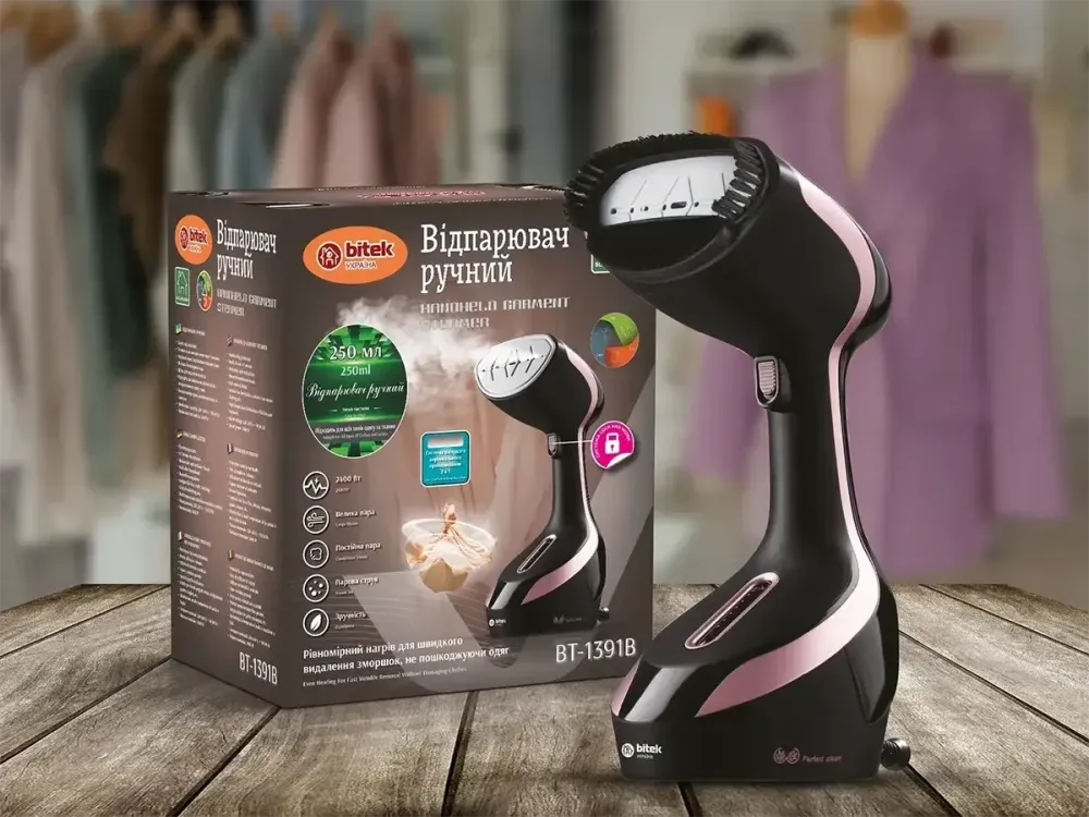 Отпариватель ручной BITEK BT-1391B 2400Вт 250 мл со щеткой, 2 режима пара, вертикальное отпаривание Одесса - изображение 1