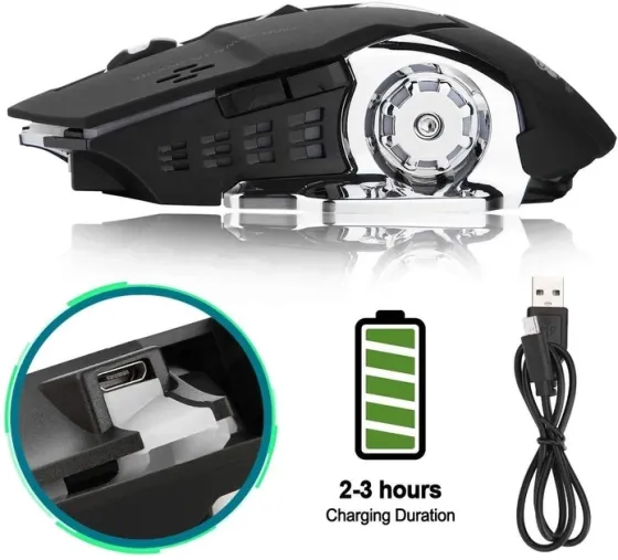 Безпровідна ігрова мишка T2 RGB підсвічування USB Charge + Bluetooth безшумна з вбудованим акумулятором Black Запоріжжя
