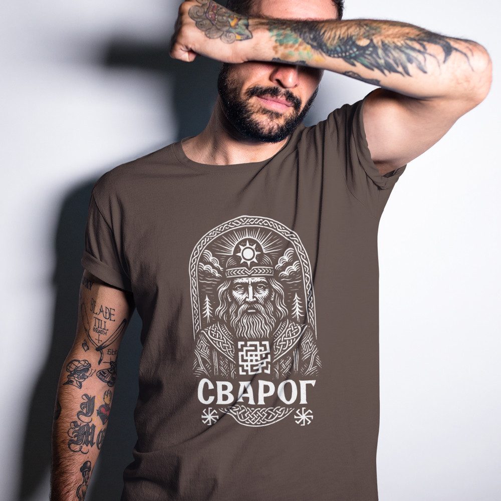 Футболка мужская "Сварог" летняя / Дизайнерская базовая футболка с украинским уникальным принтом Запорожье - изображение 3