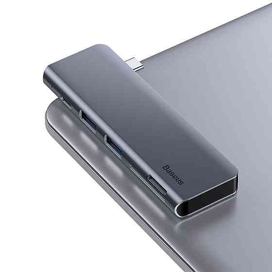 Багатопортовий хаб Baseus Harmonica 5-in-1 HUB Adapter CAHUB-K0G (Сірий, Тип-C to USB 3.0 x 2/SD/TF/Type-C) Николаев