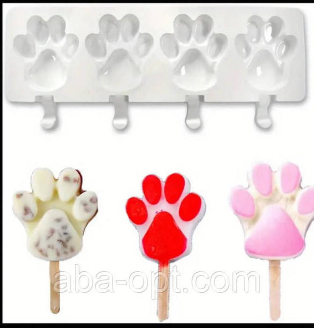 Форма силіконова для льодяників на 4 вироби 38 х 11 см Лапка ( шт.) Одеса - фото 1