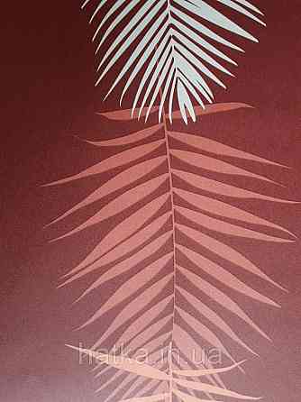 Шпалери вінілові Lutece Bensimon листя папороті білі теракотові рожеві на бордовому Київ