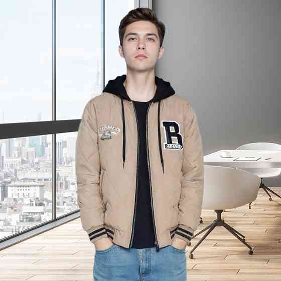 Куртка бомбер для мальчика подростка бежевый 146,158,164 Николаев