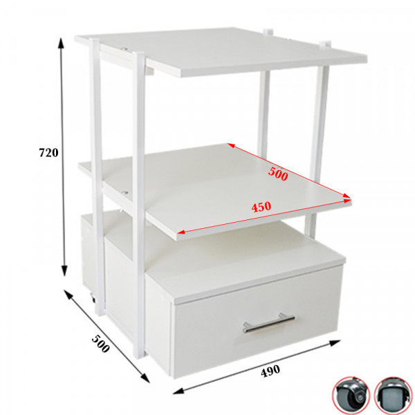 Коляска косметологическая UK-07 на колесах с ящиком и полками Киев - изображение 1