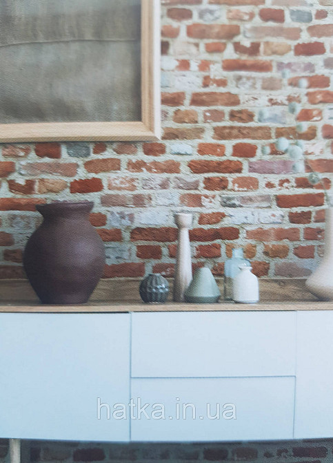 Обои виниловые на флизелине AS creation The Bos 0.53х10 под кирпич коричневые кирпичные на молочном Киев - изображение 1