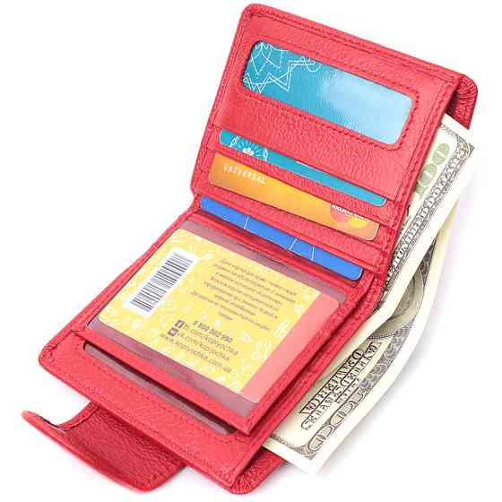 Вертикальний гаманець для яскравих жінок із натуральної шкіри ST Leather 22702 Червоний Київ