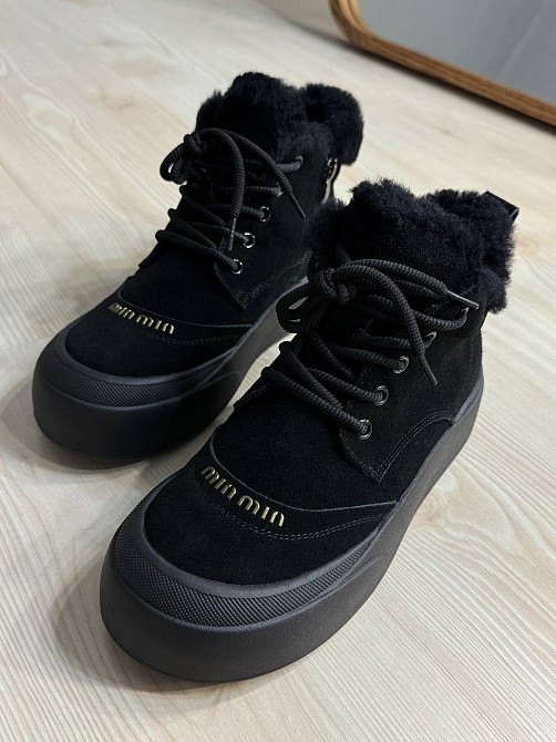 Черевики жіночі Hengji 677-1 замшеві високі кеди на хутрі чорні, 40, 25 см Київ - фото 6