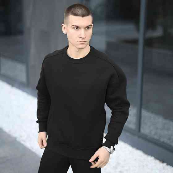 Оверсайз свитшот черный мужской осень зима Pobedov Hubble. Оверсайз кофта черная Киев