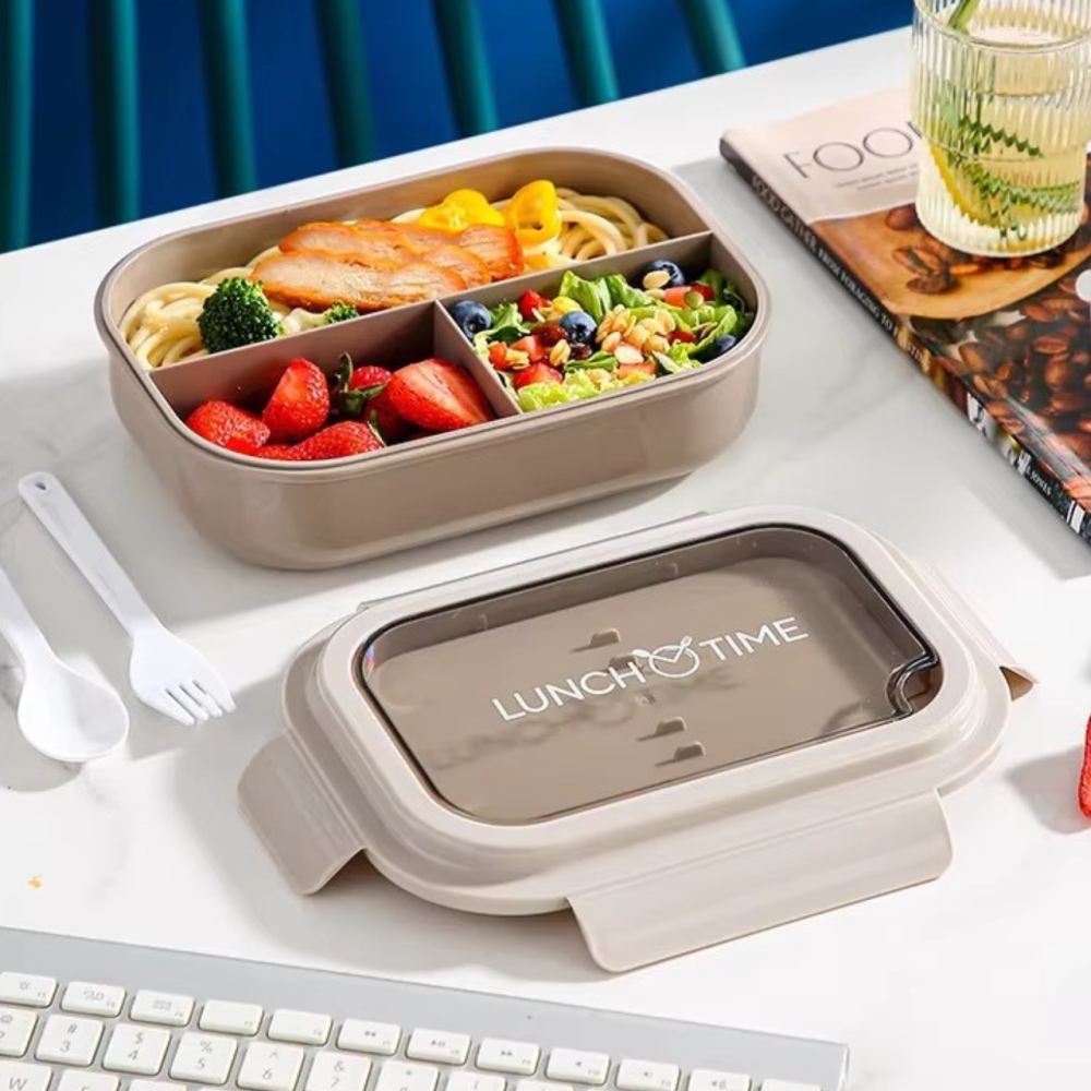 Контейнер,ланч бокс для горячей и холодной еды с отдельными отсеками и столовыми приборами для пищи,бежевый Каменец-Подольский - изображение 3