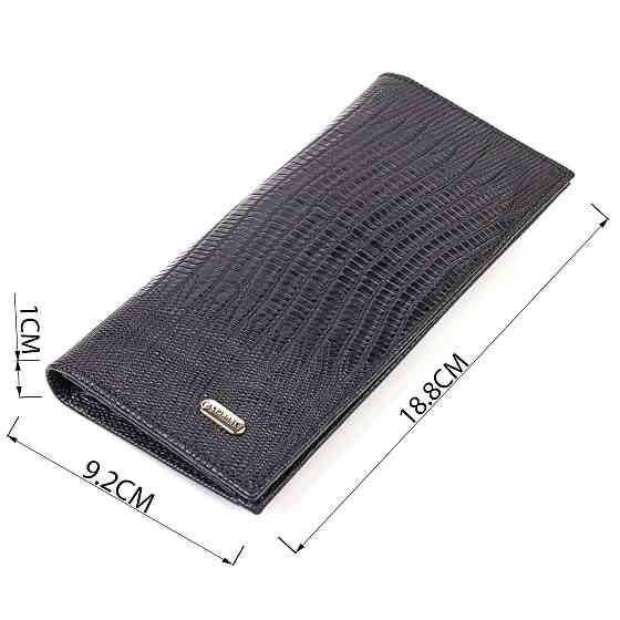 Фактурный мужской вертикальный бумажник из натуральной кожи с тиснением CANPELLINI 21906 Черный Киев