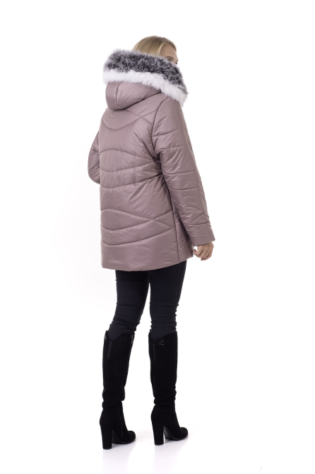 Стильний жіночий бежевий пуховик з хутром чбк Київ - фото 3