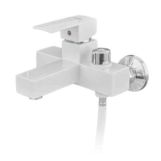 Змішувач для ванни Plamix Kubus-009 Euro Set White (з шлангом, лійкою та кронштейном) (PM0752)   ( 22016 ) Харків