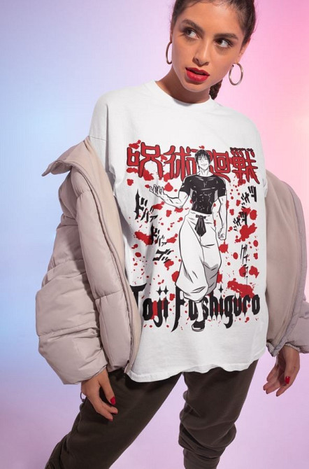 Футболка аниме Магическая битва оверсайз (S/M/L) Черний AnimeJ1081 Днепр - изображение 4