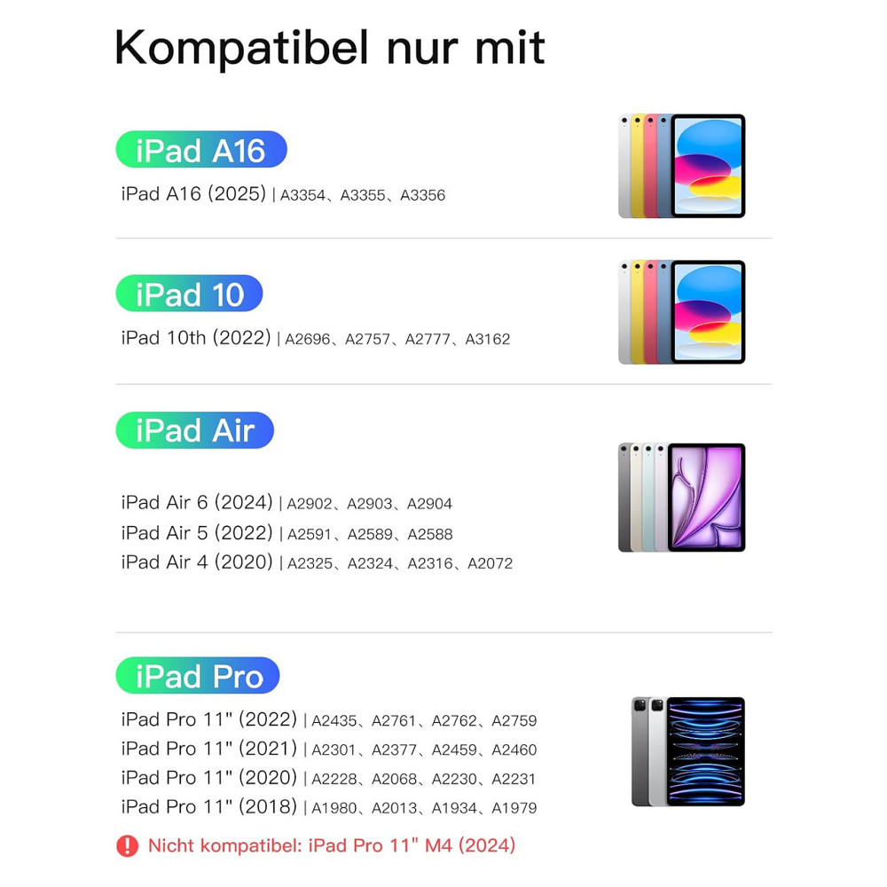 Чохол з клавіатурою Inateck AirTap BK2007 сірий QWERTZ Bluetooth ультралегкий тримач для стилуса для iPad 10.9-11 Київ - фото 2