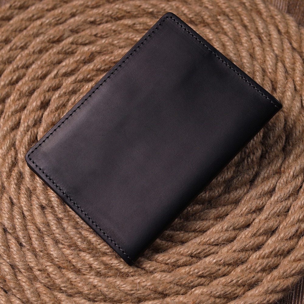 Надійна обкладинка на паспорт у вінтажній шкірі Слава ЗСУ GRANDE PELLE 16724 Чорна Київ - фото 2