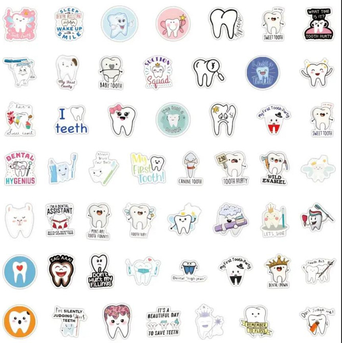 Набір наклейок (стікерів) «Зуби. Стоматолог» (50 шт.), стікерпак Зуби. Київ - фото 3