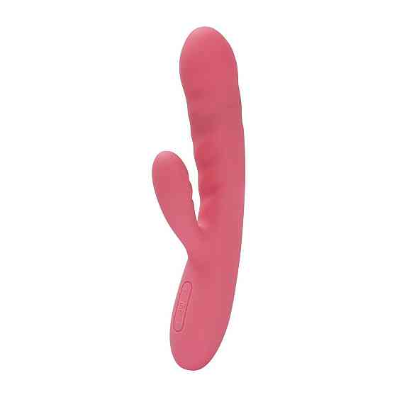 Вибратор-кролик Svakom Avery Strawberry Pink с двигающимся стволом, движение вперед-назад Sex Aura Киев