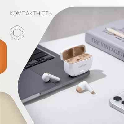 Навушники Canyon Hexagon 7 TWS ANC+ENC Wireless Charge White/Beige (CNS-TWS7WB) Вінниця