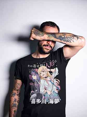 Футболка чоловіча з аніме принтом Марін Кітагава Мй Дресс оверсайз (S/M/L) Чорний AnimeJ0009 Дніпро