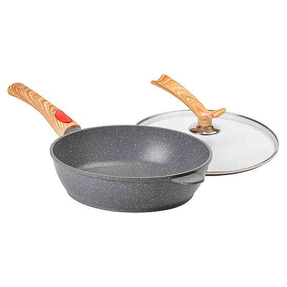 Алюмінієва глибока сковорода (3,5 л) зі скляною кришкою Ø28 см сіра MGC HP-4-465G Київ