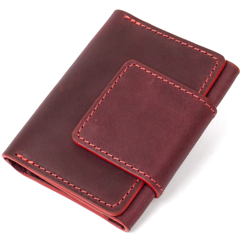 Винтажная кожаная визитница GRANDE PELLE 11408 Бордовый Киев - изображение 1