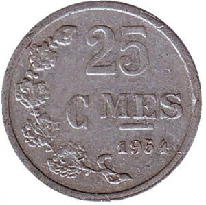 25 сантимов. 1954-72 год, Люксембург. (АЗ) Полтава - изображение 1