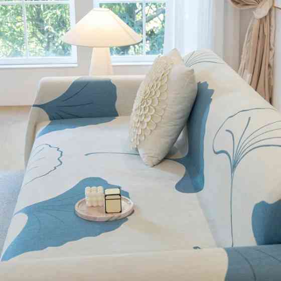 Плед покрывало на диван или кровать,чехол накидка 180х230 см для мягкой мебели синий с белым Каменец-Подольский