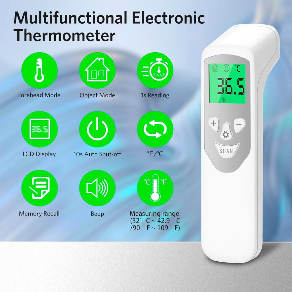 Безконтактний інфрачервоний цифровий термометр SANEWE для дітей та дорослих, з дисплеєм LCD та пам’яттю Київ - фото 3